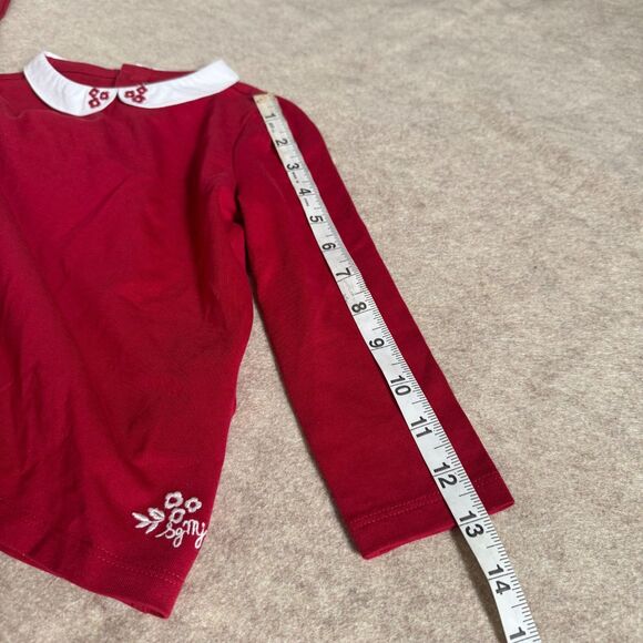 Red embroidered shirt Peter Pan collar size 2T NEW with flaw Parisian retro - Picture 8 of 11